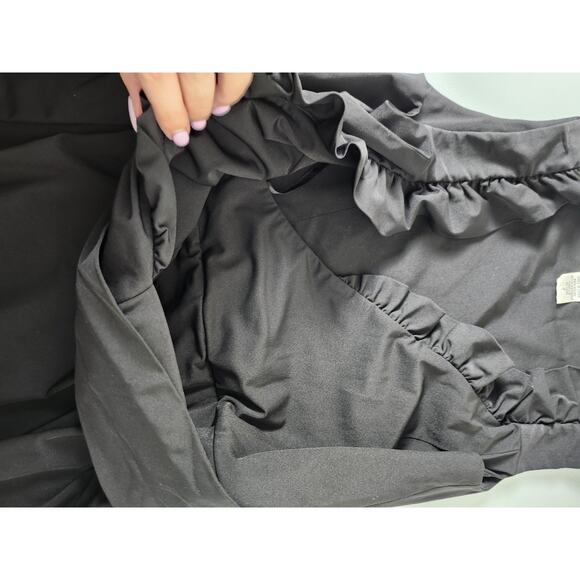 Diane Von Furstenberg Hampton Wrap Dress Size 2 Black Ruffle Neckline Sleeveless - Picture 4 of 6